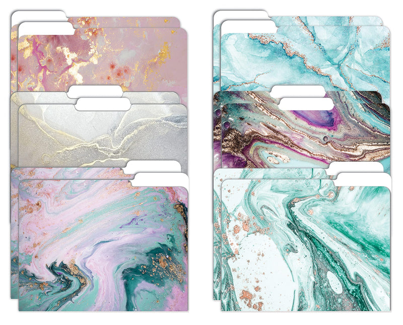 [Australia - AusPower] - Decorative File Folders, 12 Pack, 6 Designs, Heavyweight, Letter Size (9.5" x 11.5") with 1/3 Cut Tab, Marble Designs, Fashion Folders by Better Office Products 