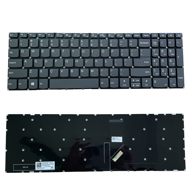 [Australia - AusPower] - for Lenovo ideaPad 320-15 320-15ABR 320-15AST 320-15IAP 320-15ISK 320S-15ISK 320S-15IKB 320S-15IKBR Gray keycaps Without Frame Without Backlight US Laptop Keyboard SN20N0459116 AE08L010 NSK-BY1SQ01 