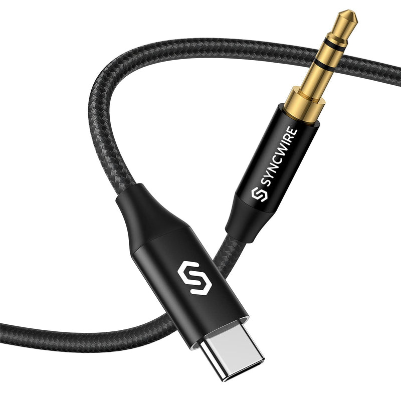 [Australia - AusPower] - USB C to Aux Cord [3.3ft], Syncwire Type C to 3.5mm Male Headphone Car Stereo Audio Jack Cable for Samsung Galaxy S21/S20 Ultra/Note 20/10 Plus, iPad Pro 2018,Google Pixel,Black Black 