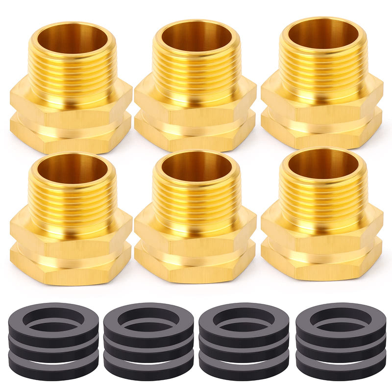 [Australia - AusPower] - TAISHER 6 PCS Brass 3/4" GHT Female x 3/4" NPT Male Garden Hose Fittings and Adapters With 4 PCS Black Garden Hose Washers 6PCS 3/4" Female x 3/4" MNPT 