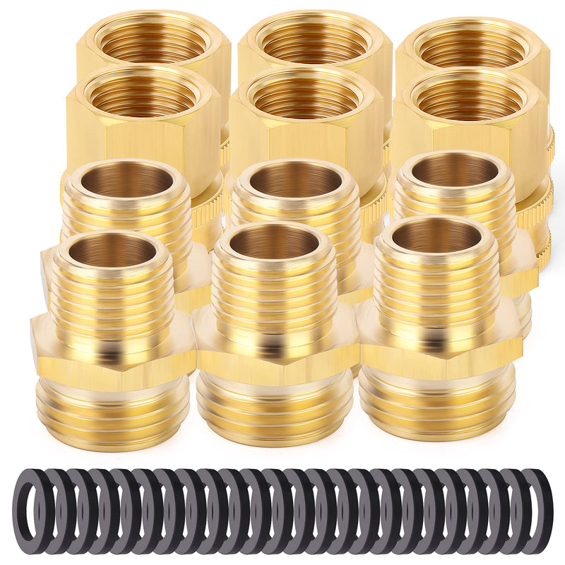 [Australia - AusPower] - TAISHER 12 Packs Brass 3/4" GHT x 1/2" NPT Hose Connectors, Hose Adapter Garden Hose Fittings and Adapters 6PCS (Female & Male) 3/4" Male x 1/2" NPT 
