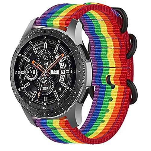 [Australia - AusPower] - NA 22mm Watch Band Rainbow Gay Pride for Samsung Galaxy 46mmWatch 3 45mmGear S3 FrontierGarmin VivoactiveActiveFenix 6 ProFossile Replacement,LGBT Quick Release Smartwatch Strap Men Wristband, 
