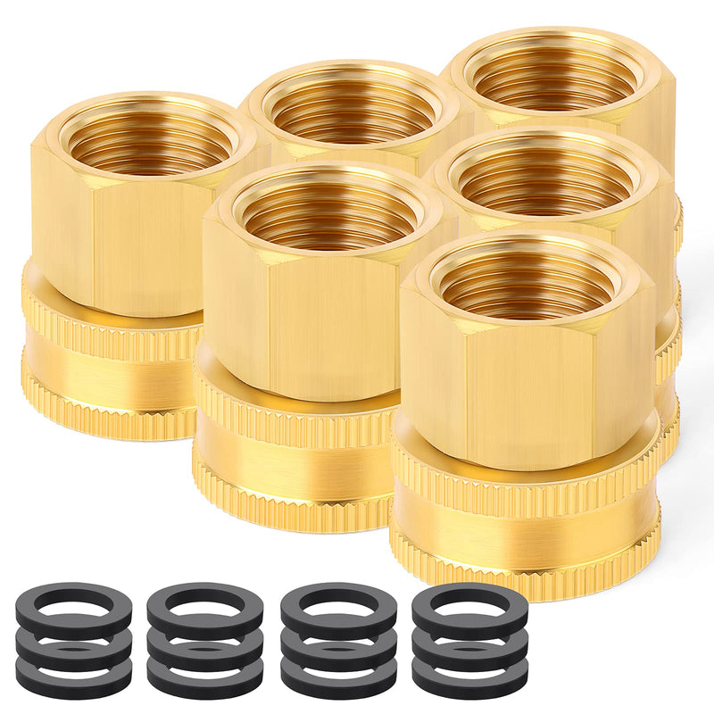 [Australia - AusPower] - TAISHER 6 Packs Brass 3/4" Female GHT x 1/2" Female NPT Hose Connectors, Hose Adapter Garden Hose Fittings and Adapters 6PCS 3/4" Female x 3/4" FNPT 