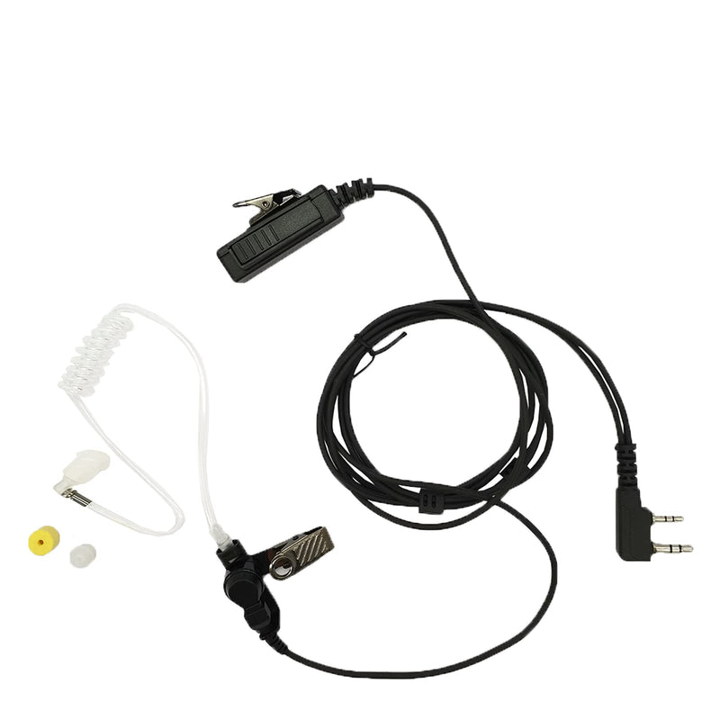 [Australia - AusPower] - RATAOK Acoustic Tube Earpiece Surveillance Headset with PTT Mic for Baofeng UV-5R BF-888S for Kenwood HYT Linton 2-Pin Walkie-Talkie Radio - Black 