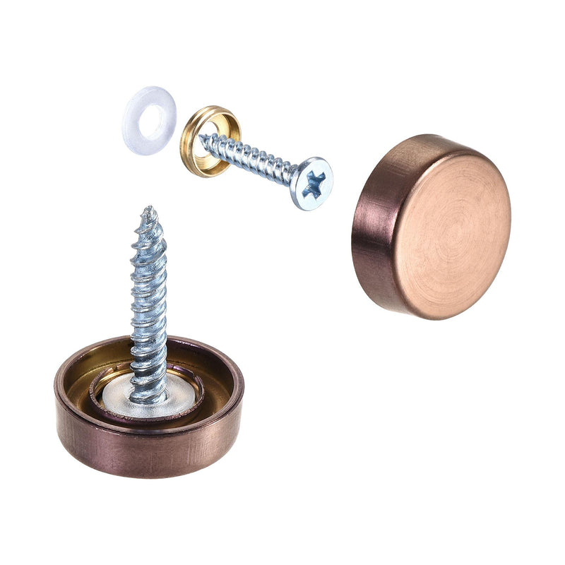 [Australia - AusPower] - uxcell Mirror Screws, 16mm/0.63", 10pcs Decorative Cap Fasteners Cover Nails, Wire Drawing, Rose Gold 304 Stainless Steel 
