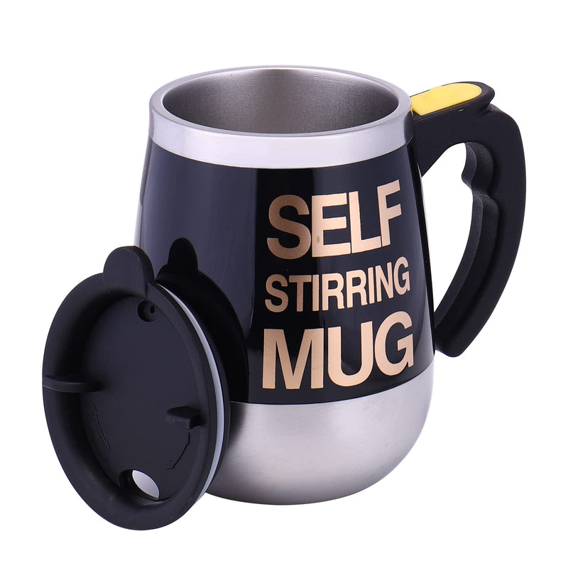 [Australia - AusPower] - Self Stirring Mug Auto Self Mixing Stainless Steel Cup for Coffee/Tea/Hot Chocolate/Milk Mug for Office/Kitchen/Travel/Home -450ml/15oz The best gift（black） Black(Magnetic) 
