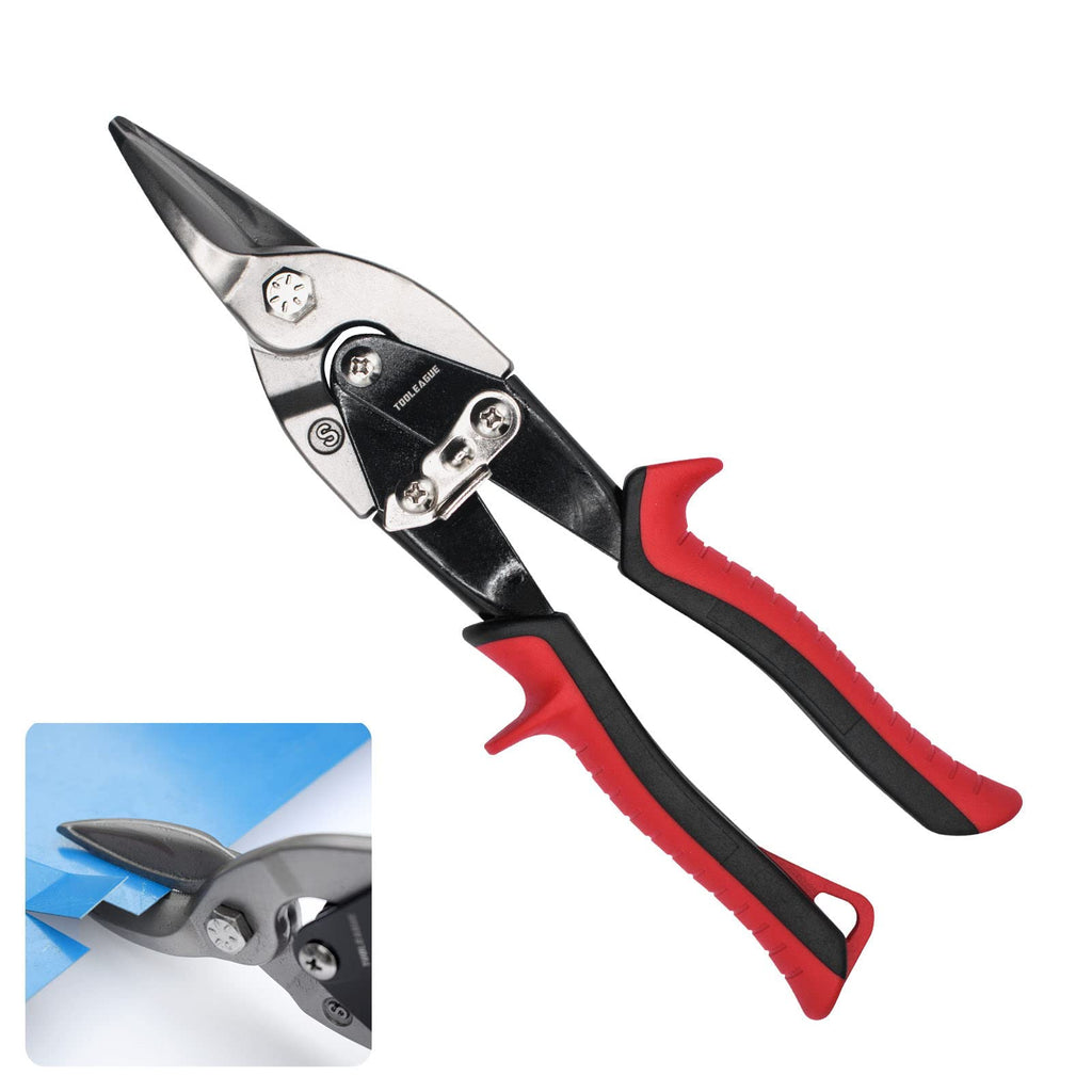 [Australia - AusPower] - TOOLEAGUE Aviation Tin Snips for Cutting Metal Sheet Tin Cutting Shears with Forged Blade, Heavy Duty Metal Cutter Straight Cut 10 inches Metal Shears 1 Straight,10 inches 