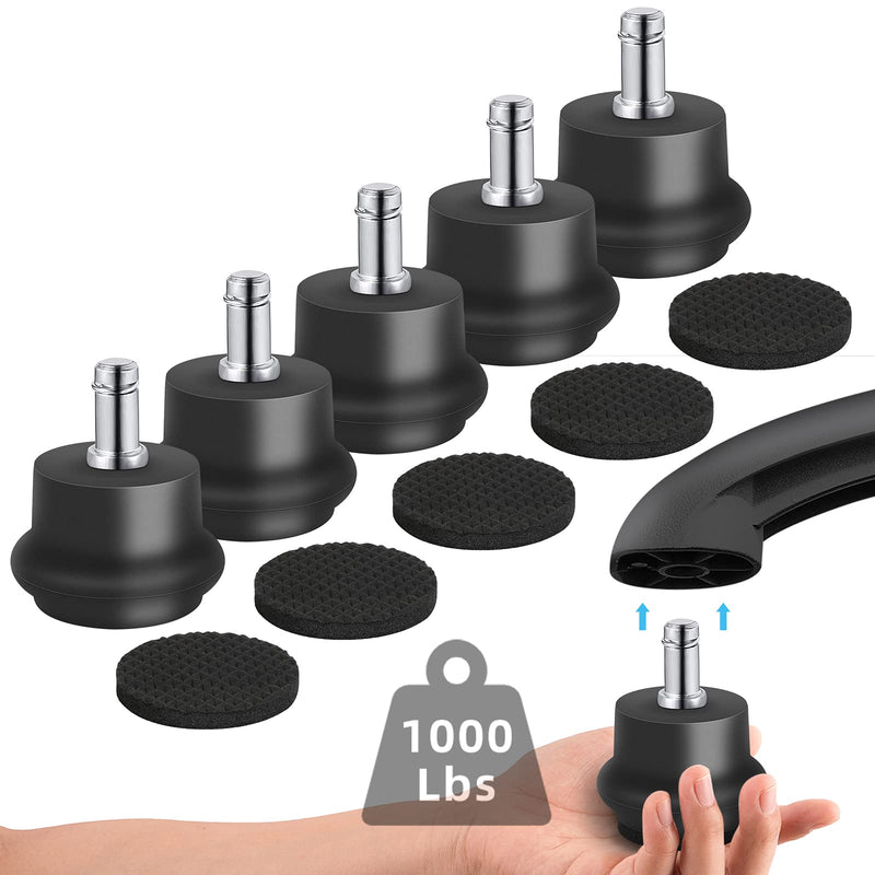 [Australia - AusPower] - Bell Glides Replacement Office Chair or Stool Swivel Caster Wheels to Fixed Stationary Castors, Office Chair Wheels for Carpet - with Separate Self Adhesive Felt Pads/Chair Feet Wheel Stopper 