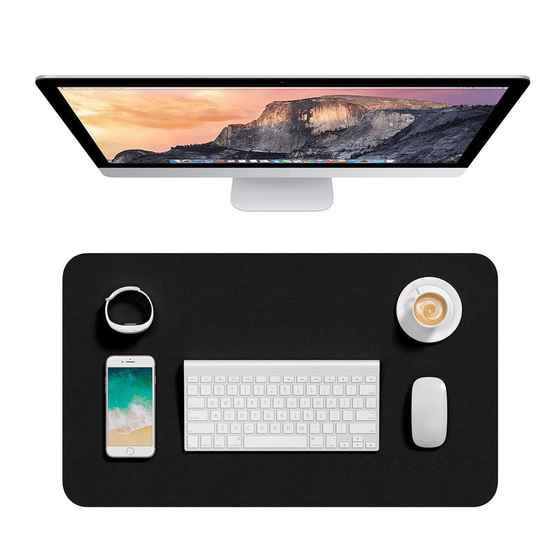 [Australia - AusPower] - Hsurbtra Desk Pad, 23.6" x 13.8" PU Leather Desk Mat, M Extended Mouse Pad, Waterproof Desk Blotter Protector, Ultra Thin Small Laptop Keyboard Mat, Non-Slip Desk Writing Pad for Office Home, Black 23.6" x 13.8" 