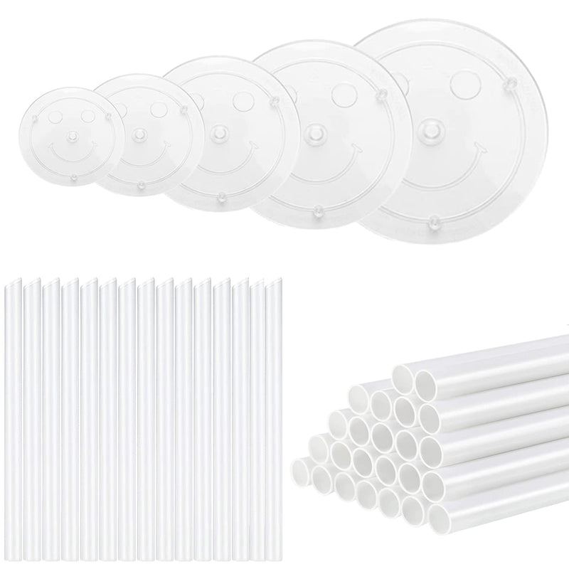 [Australia - AusPower] - KISEER 5 Pieces Cake Separator Plates Stands with 24 Pieces Plastic Cake Dowels Rods and 15 Pieces Clear Cake Sticks Support Stacking for 4 6 8 10 12 Inch Tiered Cakes 