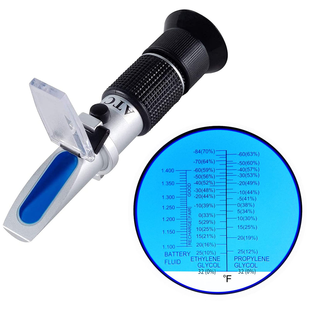 [Australia - AusPower] - 3-in-1 Antifreeze Refractometer in Fahrenheit Antifreeze Coolant Tester Refracotmeter for Checking Freezing Point of Automobile Antifreeze Systems and Battery Fluid Condition Battery Acid, Glycol 3-in-1 ℉ Antifreeze Refractometer 