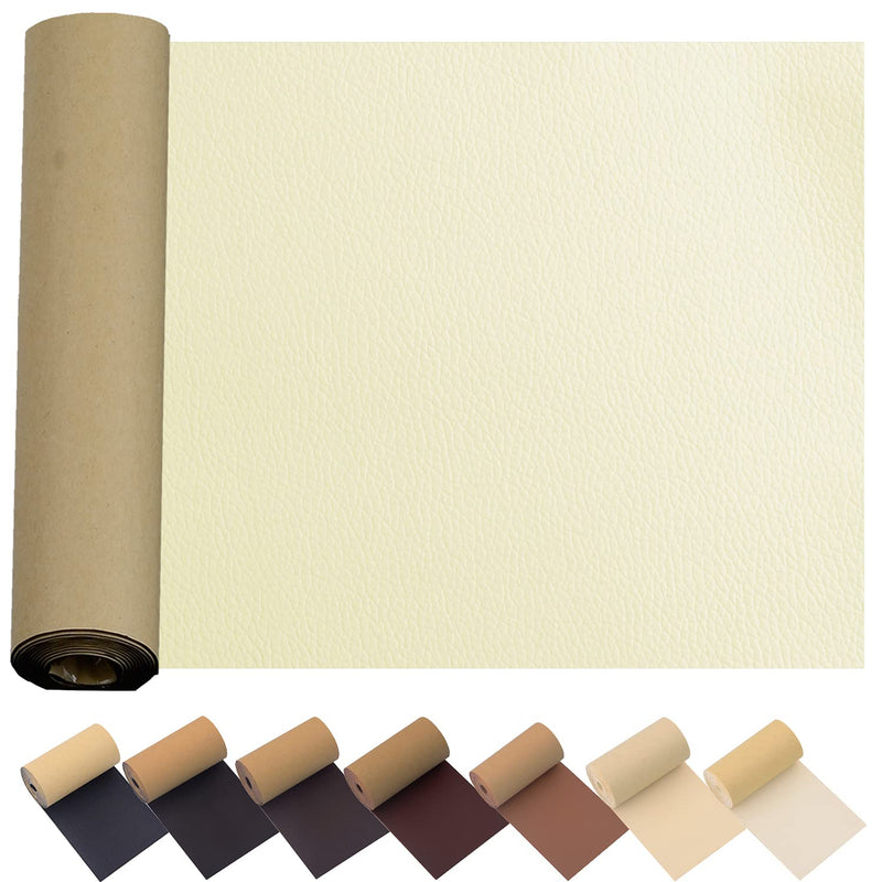 [Australia - AusPower] - Leather Repair Patch for Couches 17X55inch Large Self-Adhesive reupholster Tape Patches kit for Couch Car Seats Furniture Sofa Vinyl Chairs Jackets Shoes Fabric Fix Tear (Beige White, 17x55 inch) Beige White 