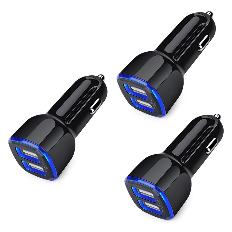 [Australia - AusPower] - Car Charger for iPhone, 3Pack 2.4A Dual Port Fast Charge Car Lighter USB Adapter Car Plug Charger for iPhone 13 12 11 Pro Max SE XR XS X 8 7 6,Samsung Galaxy S22 S21 S20 S10 S9 S8 S7 S6 J7,Android,LG 