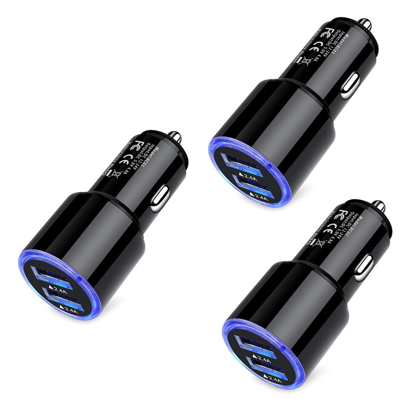 [Australia - AusPower] - Car Charger Fast Charge,3Pack 4.8A Rapid Car Phone Charger Cigarette Lighter USB Charger for iPhone 13 12 11 Pro Max SE XR XS X 8 7 6,Samsung Galaxy S22 S21 S20 A13 A03S A12 A32 S10 S9 S8 S7,Android 