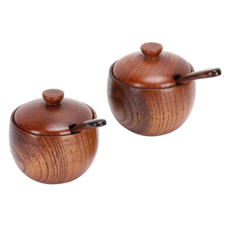 [Australia - AusPower] - Condiment Jars, Spice Container Wood Jars for Kitchen for Coffee Bar for Home 