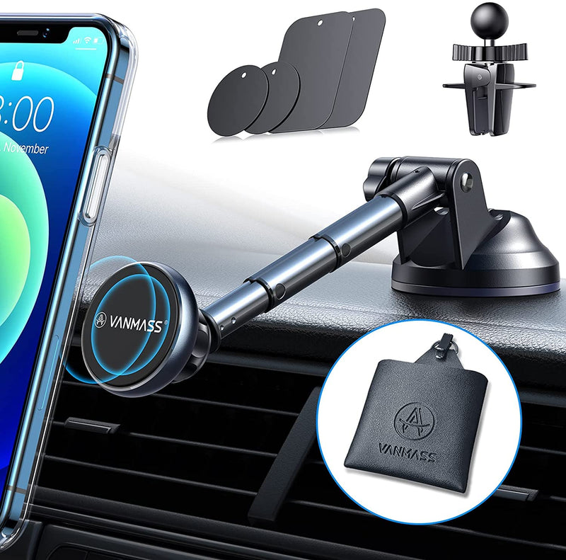 [Australia - AusPower] - [Newest] VANMASS Magnetic Phone Mount for Car, [Never Fall Off] Super Strong Magnets Car Mount Dashboard Phone Holder for Dash Windshield Air Vent, Compatible with iPhone Samsung & All Phones 