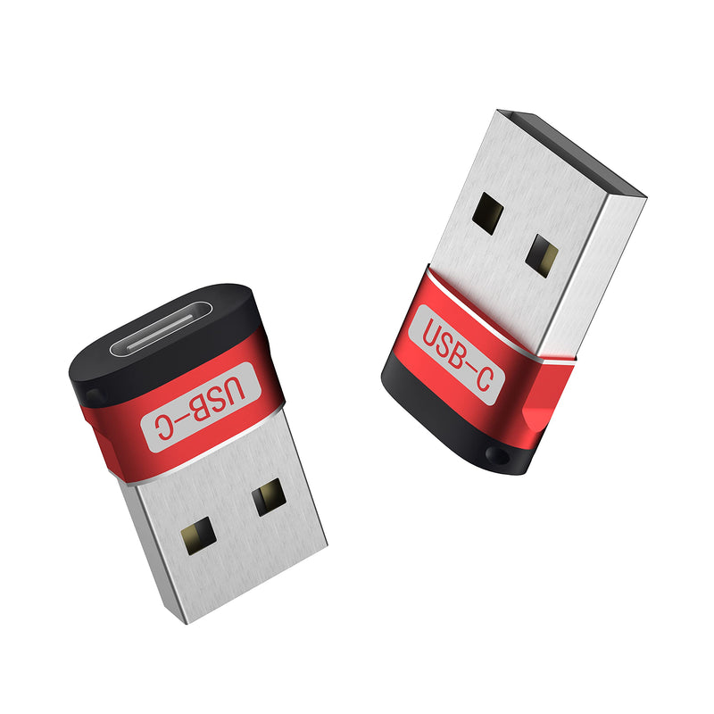 [Australia - AusPower] - HelloLife (2-Pack) USB A Male to USB Type C Female Adapter Charger Converter, USB C Dongle Compatible with iPhone 11 12 Mini Pro Max,iPad 2020,Samsung Galaxy Note 10 S21,Google Pixel 5 4A 3a (Red) Red 