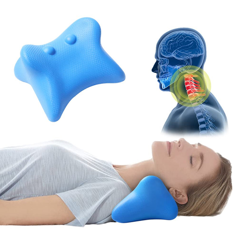 [Australia - AusPower] - Neck Stretcher, FAMILYCRAZY Cervical Traction for Neck Pain Relief, Cervical Neck Traction Device Pillows for Relieve TMJ Headache Muscle Tension Spine Alignment, Chiropractic Pillow Neck Stretcher Blue 