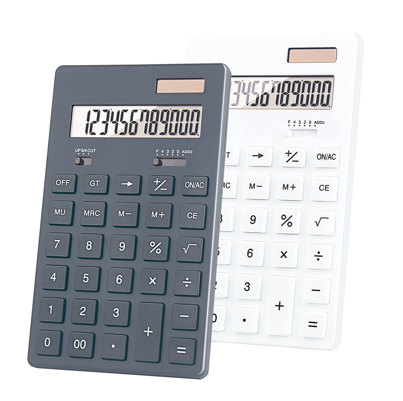 [Australia - AusPower] - Office Calculator,BESTWYA 12 Digit Dual Power Business Handheld Desktop Calculator (Classic Black & White,2 Pieces) Classic Black & White 