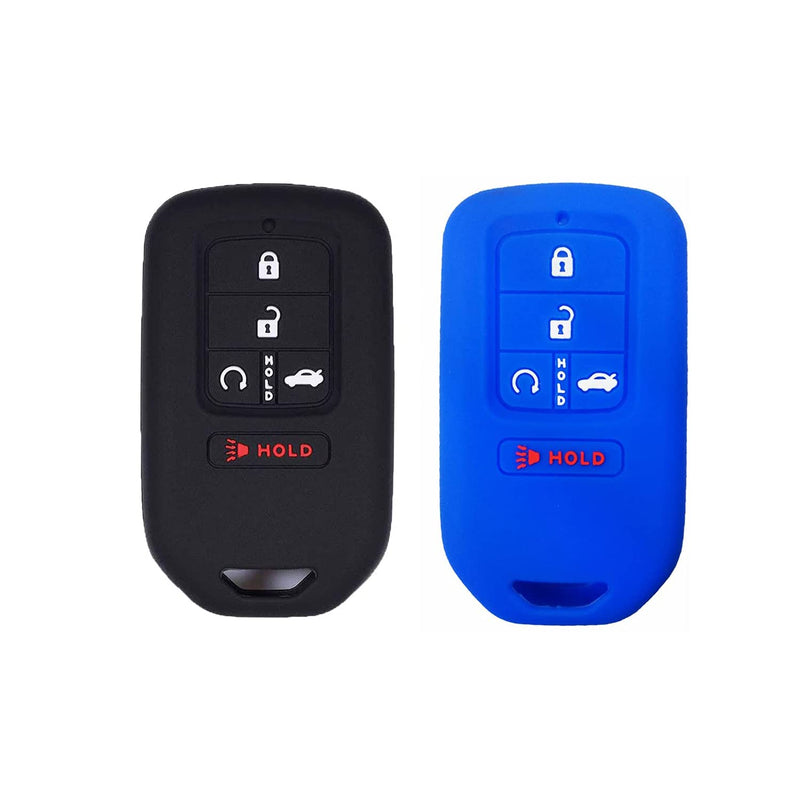 [Australia - AusPower] - Xinsier Silicone Key Fob Cover Compatible with Honda Accord, Civic, CRV, Pilot, Passport, Insight, Accessories Keyless Entry Remote Control Key Protection Case, Pack of 2, BlackBlue, BlackBlue Black/Blue 