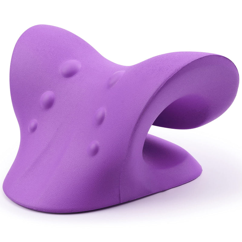 [Australia - AusPower] - Neck and Shoulder Relaxer, Cervical Traction Device for TMJ Pain Relief and Cervical Spine Alignment, Chiropractic Pillow, Neck Stretcher (Purple) Purple 