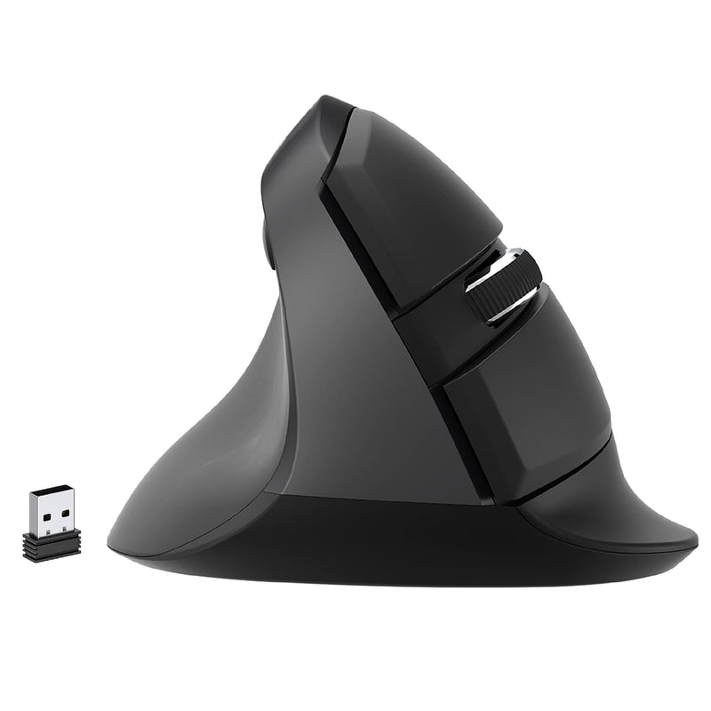 [Australia - AusPower] - J-Tech Digital Left Handed Wireless Ergonomic Vertical Mouse for Small Hands with USB Nano Transceiver, AA Battery, 4 DPI, Compatible with Mac and PC, Black [V628ML] 