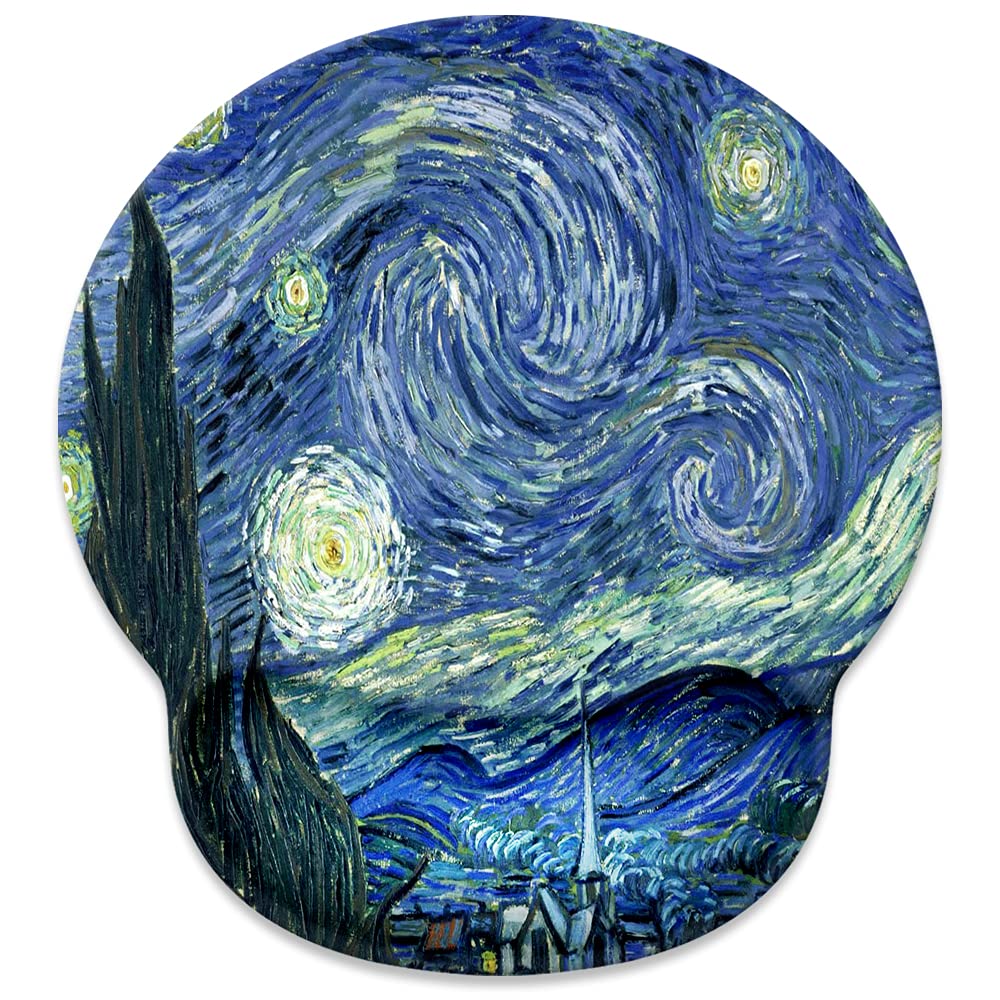 [Australia - AusPower] - Goodsprout Van Gogh Starry Night Mouse Pad with Wrist Rest Support,Cute Custom Gaming Made Non Slip Rubber Base Mousepad, Ergonomic Computer Laptop Mousepad (Van Night), 250mmx230mmx5mm Van Night 