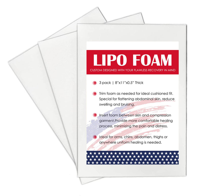 [Australia - AusPower] - 3 Pack Lipo Foam Pads - Post Surgery Ab Board Liposuction Surgery Flattening Abdominal Compression Lipo Foam Sheets 8" x 11" 