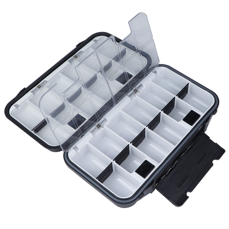 [Australia - AusPower] - KEESHINE Upgraded Small Fishing Lure Box, Small Bait Storage Case Fishing Tackle Storage Trays Accessory Boxes Thicker Plastic Hooks Organizer for Vest Casting Fly Fishing Pocket Size Dark Gray (Size: 8.07”L x 4.72”W x 1.97'' H) 