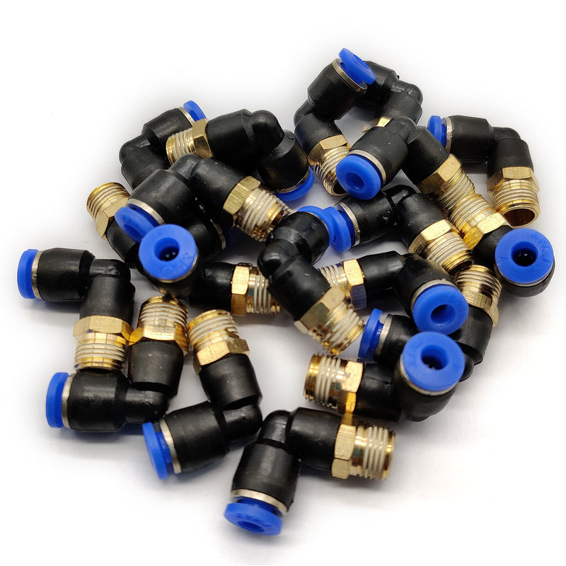 [Australia - AusPower] - Push to Connect Fitting, 90 Degree Male Elbow, 4mm Tube OD x G1/8" Thread, Pneumatic Air Push Fit Lock Fitting (Pack of 20) L 