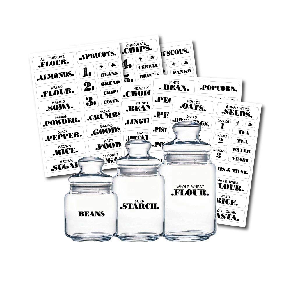 [Australia - AusPower] - NC 132 Spice Jar Labels Preprinted Black Letters on Clear Sticker Water Resistant for Spice Jars Rack Organization Food Label Sticker, Water Resistant Pantry Labels for Containers 