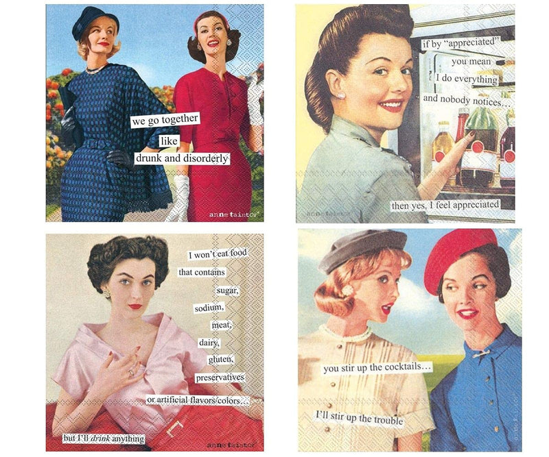 [Australia - AusPower] - Funny Cocktail Napkins Women Anne Taintor Variety Pack 80 total napkins & Luti Party Checklist (Snarky Funny Ladies) Snarky Funny Ladies 