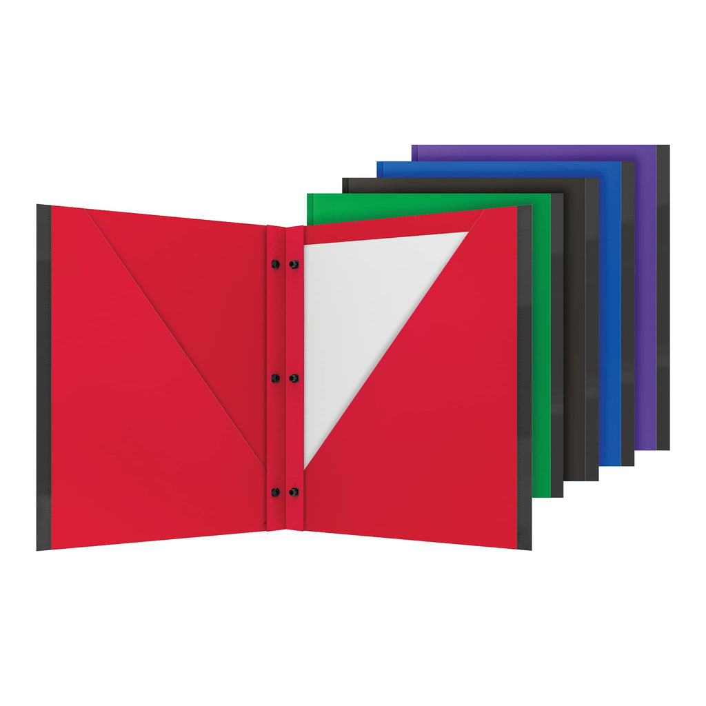[Australia - AusPower] - Oxford 2 Pocket Folder 5 Pack, Plastic Portfolios with Plastic Snap Fasteners, Anti-Tear Edges, Letter Size, Red, Green, Black, Blue, Purple (89118) 