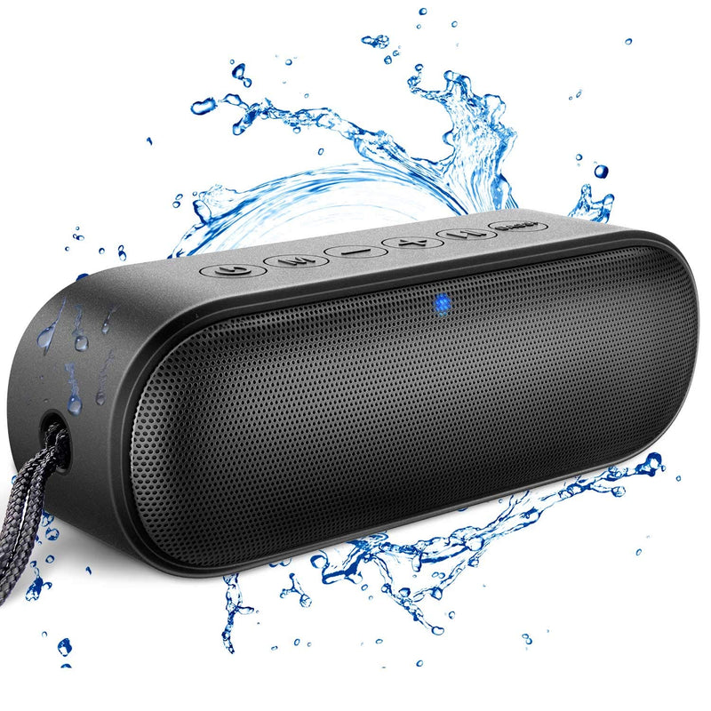 [Australia - AusPower] - Bluetooth Speaker with Bass+, LENRUE IPX7 Waterproof Wireless Portable Speaker, Outdoor Waterproof with TWS, 12W HD Sound, Built in Mic, 24-Hour Playtime for Pool Beach Travel and More (Black) off-Black 