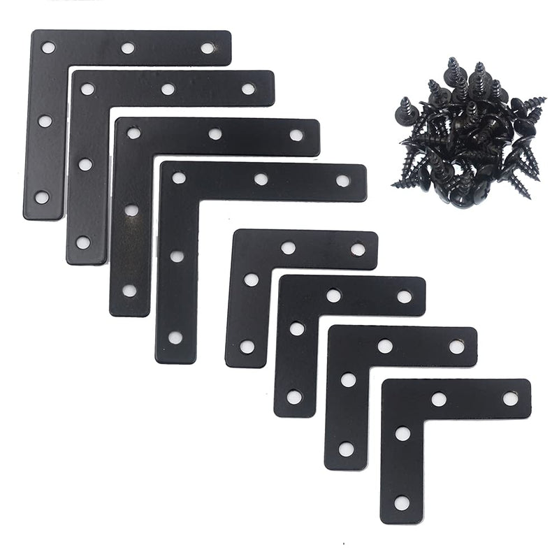[Australia - AusPower] - DGOL 20 Packs Two Sizes 3-1/8 inch and 2 inch"L" Black Flat Corner Braces with Screw, Picture Photo Frame Angle Bracket Black Iron 20 Packs 