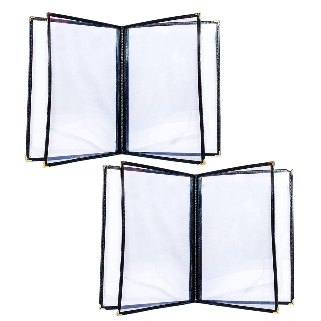 [Australia - AusPower] - 2PCS 8.5 x 11 Inch Menu Covers,4 Page 8 View Transparent Restaurant Menu Covers, Fits A4 Size Paper，Bar Cafe Restaurant Book Black Folder 