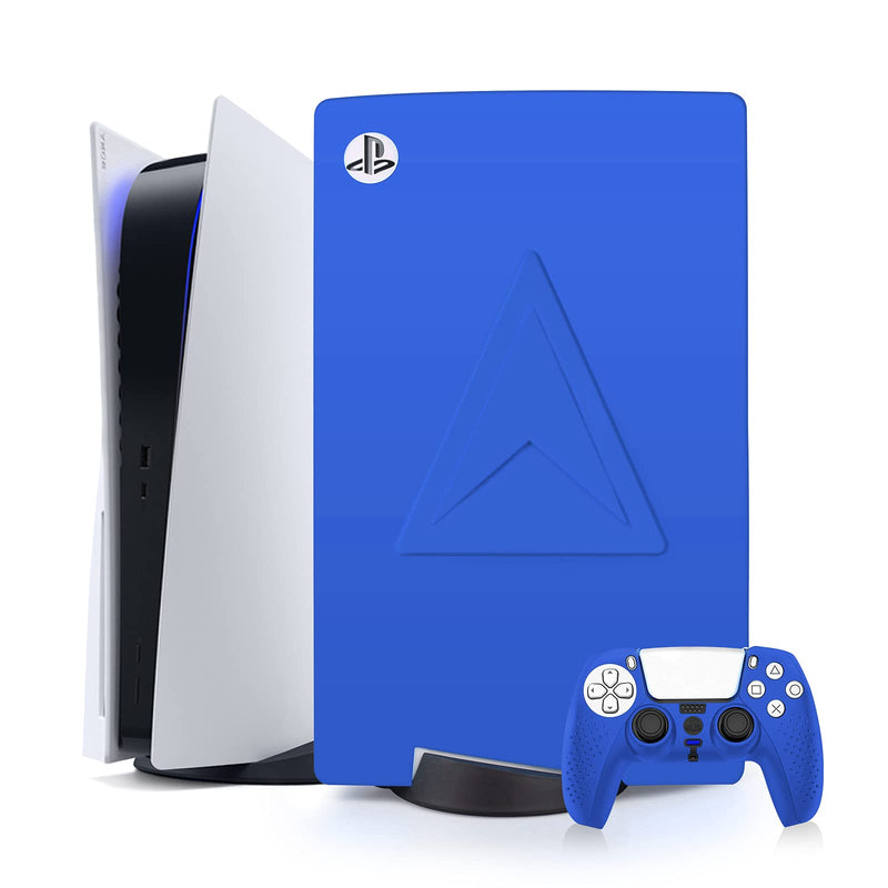 [Australia - AusPower] - Eyglo PS5 Silicone Cover Console and PS5 Controller Skin Protector, Dustproof Anti-Scratch and Anti-Fall Replacement Shell Plate for Playstation 5 Console Disc Edition (Blue) Blue 
