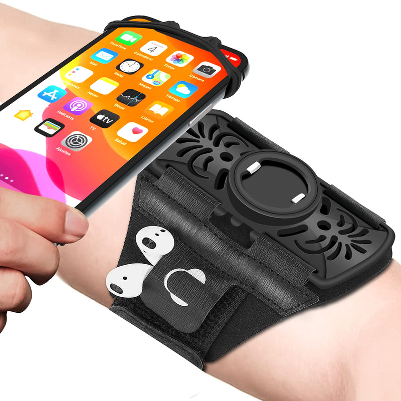 [Australia - AusPower] - Running Armband Detachable & 360°Rotation with AirPods Holder Phone Armband for iPhone, Samsung All 4-6.7 Inch Smartphones for Running Biking 