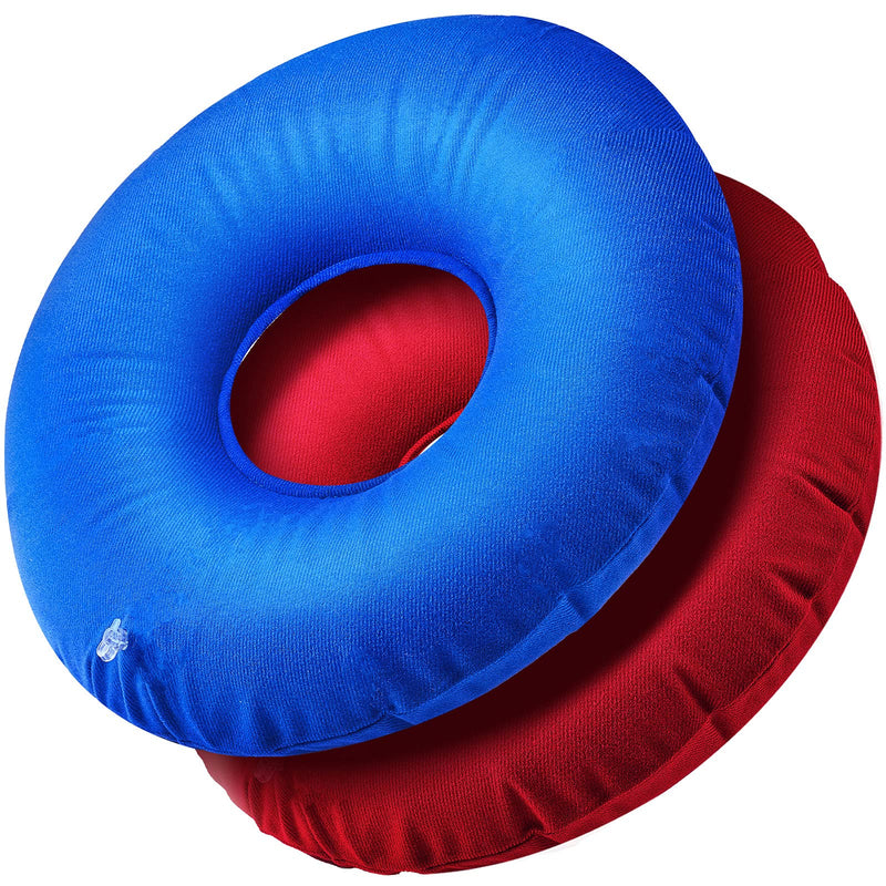 [Australia - AusPower] - Zonon 2 Pieces Inflatable Donut Cushion Inflatable Ring Cushion Seat 15 Inch Round Inflatable Cushion Portable Donut Cushion Pillow for Home Office Chair Wheelchair Car, 2 Colors (Blue, Red) Blue, Red 