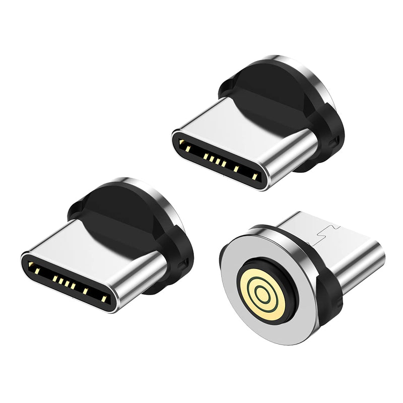 [Australia - AusPower] - FOCYO Fast Magnetic USB Type C Connector/Tip/Heads 3 Pack 360° Rotating Magnetic Phone Adapter Connector for USB Type C 