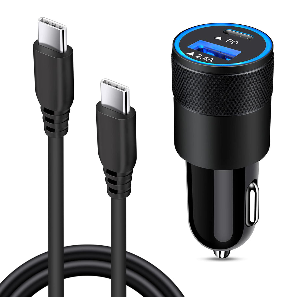 [Australia - AusPower] - USB C Fast Car Charger for Samsung Galaxy S22 S22+ S21 Ultra S21 Plus S20 FE A21 A52 A42 A72 F23 F52 5G Note 20,30W 2 Port Car Charger Adapter + USB C to C Charger Cable for Google Pixel 6 5 5XL 4 4XL 2in1-Black 