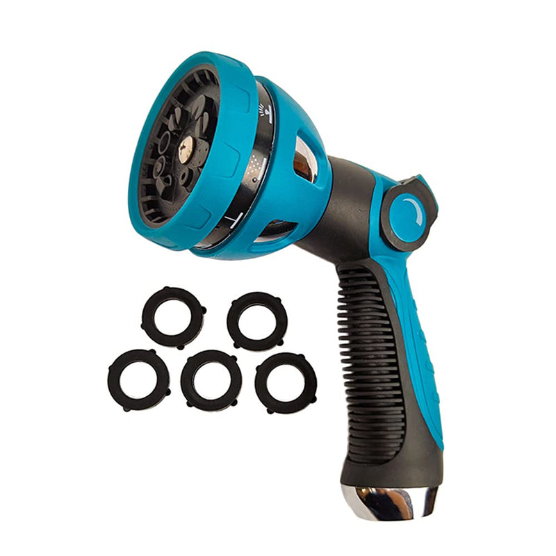[Australia - AusPower] - NW Garden Hose Nozzle, Nozzle Sprayer with 10 Adjustable Spray Patterns, Water Thumb Flow Control, Heavy Duty for Lawn & Watering, Cleaning, Car Pets Washer, Blue 