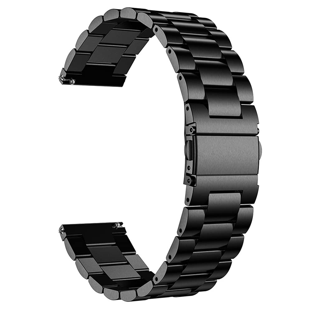 [Australia - AusPower] - JNCVXN Compatible with Samsung Galaxy Watch 42mm/Galaxy Watch 3 41mm/Active 2 40mm 44mm Watch Bands, 20mm Stainless Steel Metal Replacement Strap for Galaxy Watch Active/Gear Sport (Black, 20mm Strap) 