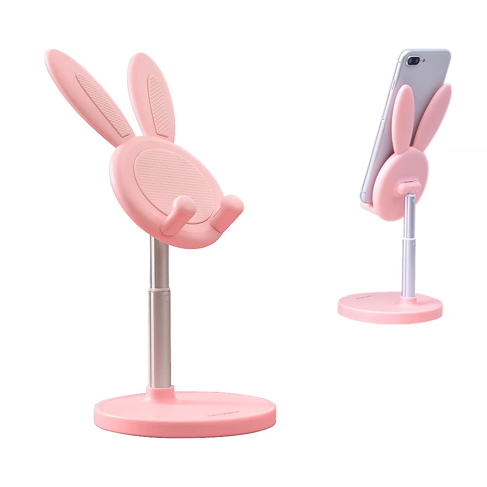 [Australia - AusPower] - SOARCHICK Portable Cell Phone Stand for Desk Cute Bunny Height Angle Adjustable Tablet Phone Desktop Stand Holder Riser Compatible with iPhone, iPad, Tablets, Kindle, Switch, Smartphones ( Pink ) 