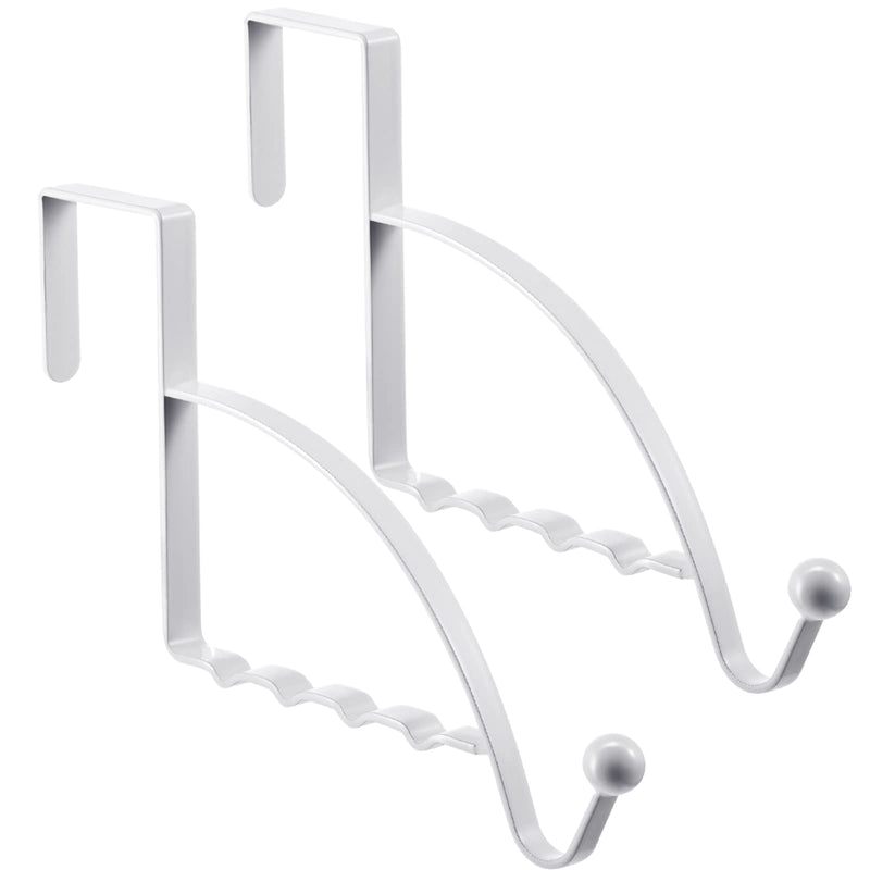 [Australia - AusPower] - Hotop 2 Pieces Over Door Hooks Single Over Door Hooks Valet Hooks Multi Hanging Storage Hanger for Clothes Coats Towels Hats Scarves Purses Keys and More (White) White 