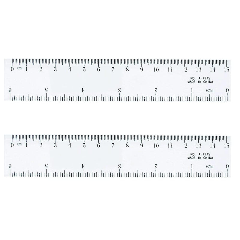 [Australia - AusPower] - Hegebeck Clear Plastic Ruler 15cm/6 Inch Plastic Straight Ruler Flexible Ruler with Inches and Metric Measuring Tool for Learning Drawing 20 Pcs 