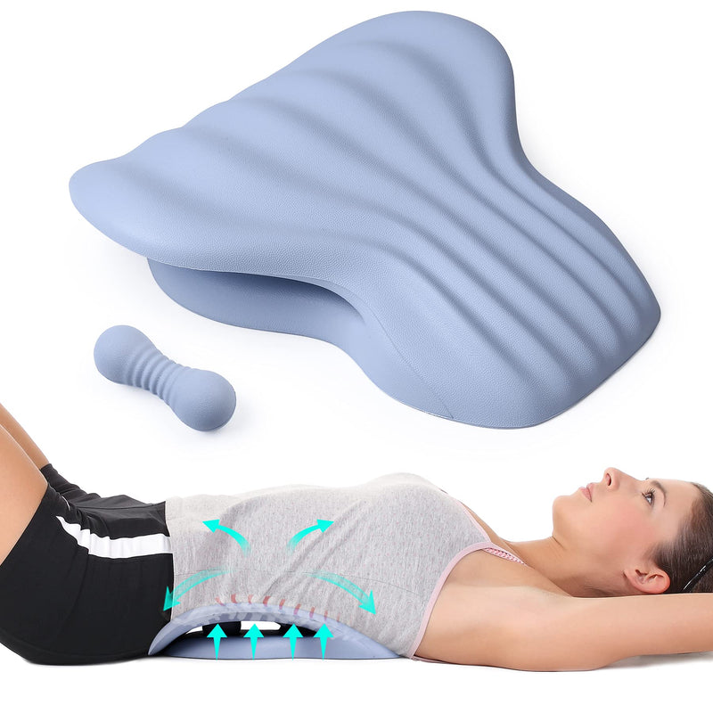 [Australia - AusPower] - Back Stretcher for Back Pain Relief, Lower Back Stretcher Back Stretching Cushion, Lumbar Stretcher Device Helps with Spinal Stenosis Herniated Disc Sciatica Nerve Haze Blue 