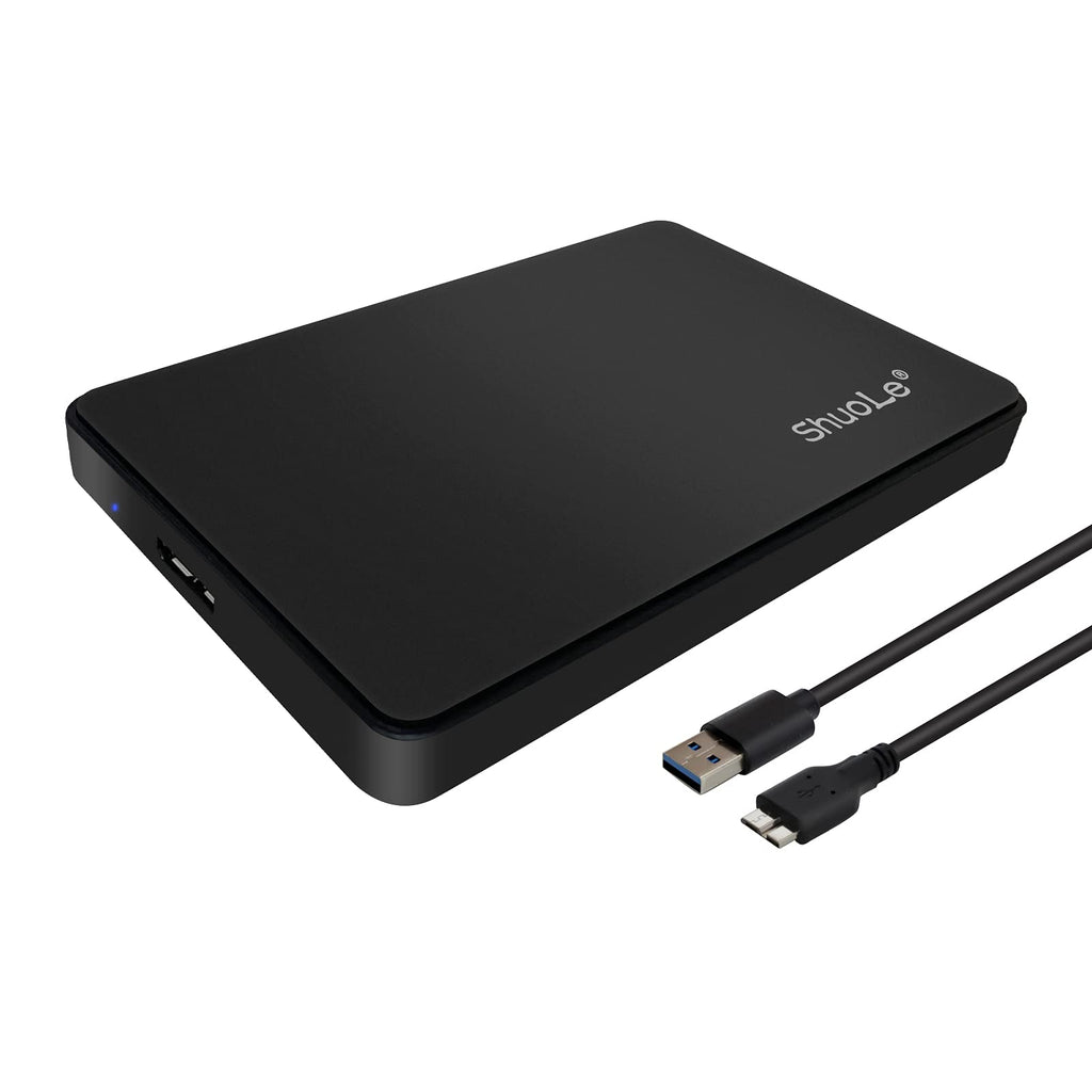 [Australia - AusPower] - ShuoLe 2.5 inch USB 3.0 SATA HDD Enclosure for 2.5 inch 7mm 9.5mm HDD SSD (Micro-USB3.0 A, Black) SATA to USB 3.0 