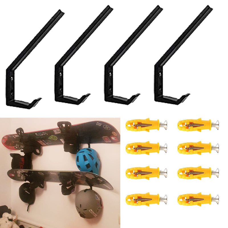 [Australia - AusPower] - Multi-Purpose Home Storage Wall Mount Holder Hanger Snowboard Display Wall Rack, Fit Snowboard, Longboard and Helmets, to Safely Store Most Sports Gear - Easy to Install, Hardware Included - 4/PK 