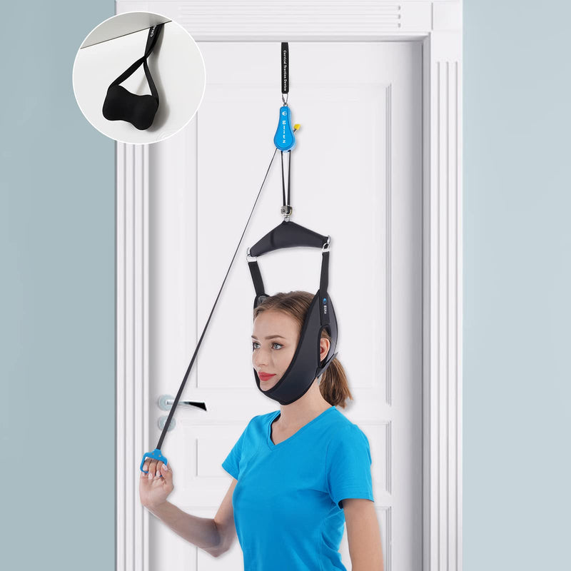 [Australia - AusPower] - Cervical Neck Traction Device for Home Use, Portable Neck Stretcher Hammock Over Door for Neck Pain Relief, Neck Sling for Spine Decompression 